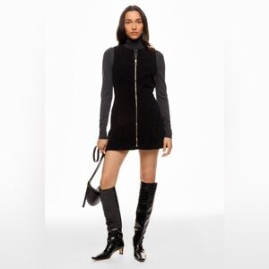 Reformation Suzie Corduroy mini dress for women in black corduroy, size 4.